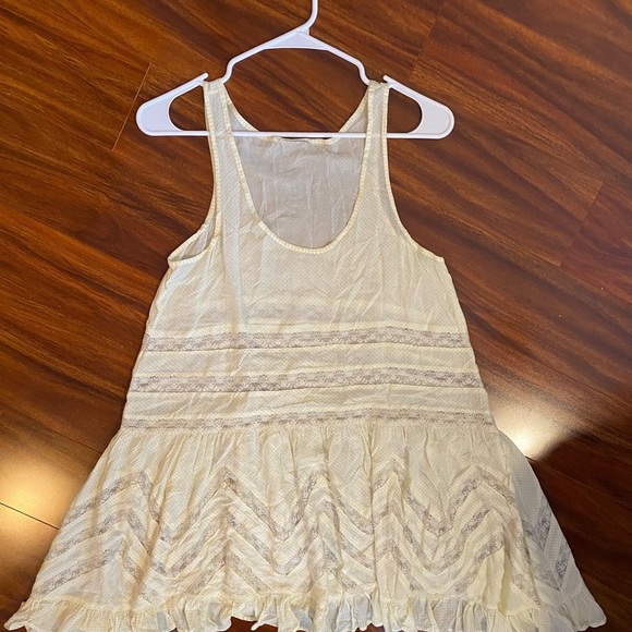 Free People Intimately Voile and Lace Boho Trapeze Cream Mini Sundress Polka dot - Picture 8 of 13
